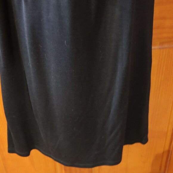 Ellen Tracy Black Pleated Neckline Midi Dress Medium Wool & Silk - Picture 6 of 11